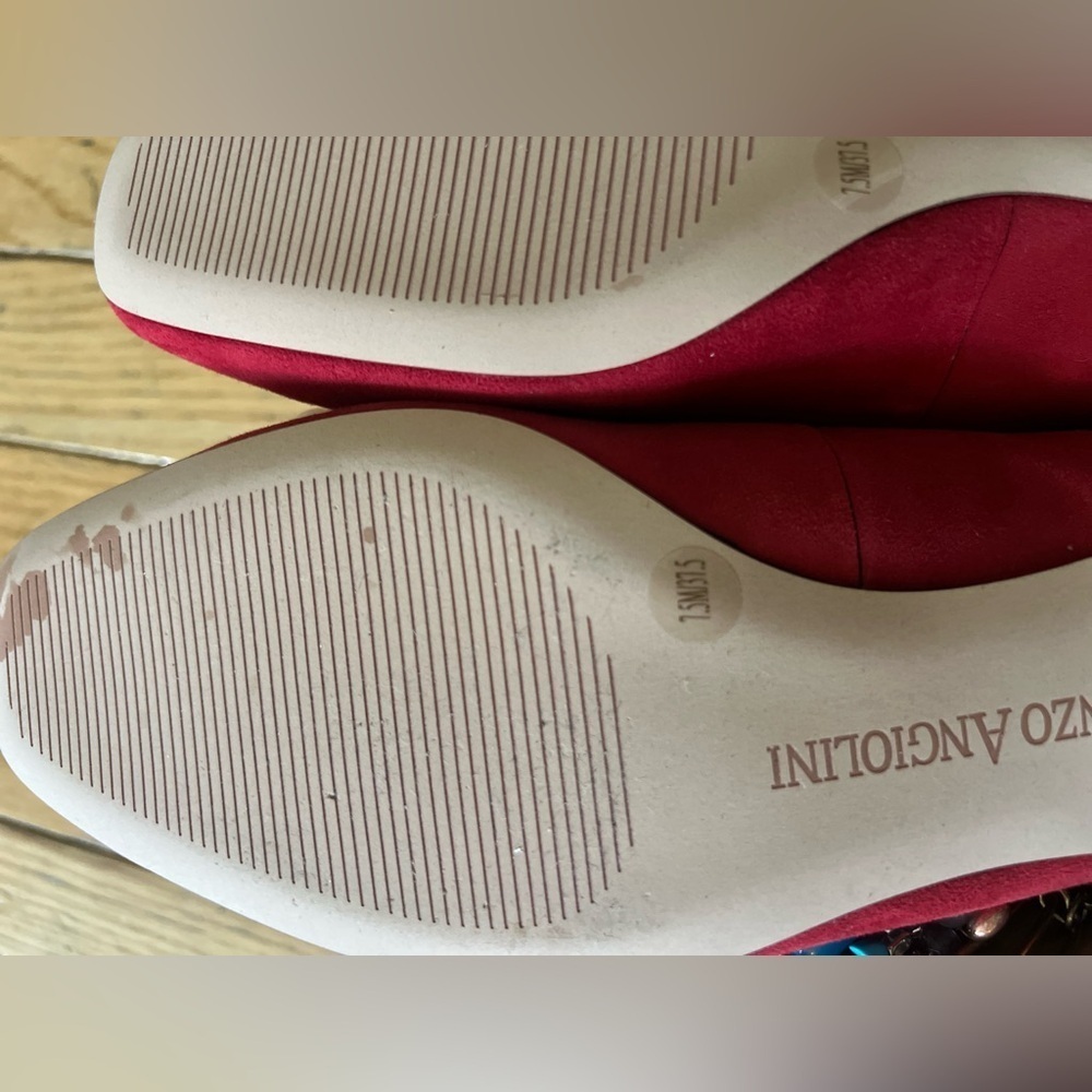 ENZO ANGIOLINI BRONNEN RED SUEDE LOAFERS WITH PEARLS PIN HARDWARE WOMEN’S 7.5 - Picture 8 of 8